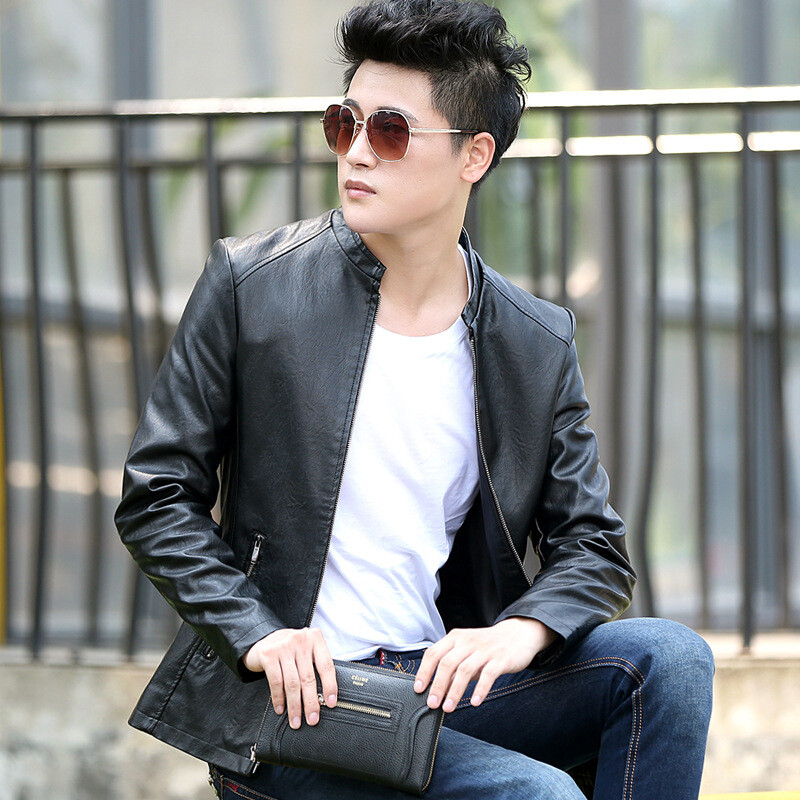 Men S Jackets 2018 Spring And Autumn New Slim Jacket Men S Jackets 2018 Spring And Autumn New Slim Jacket Casual Thin Windproof Leather Top Pj810 Black M