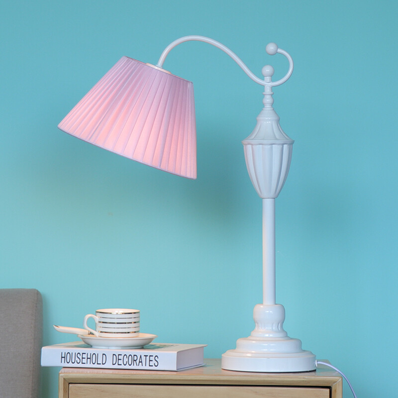 European Table Lamp Bedroom Bedside Living Room Nordic European Table Lamp Bedroom Bedside Living Room Nordic Garden Fabric Korean Princess Cute Pink Sweet Folding On Switch