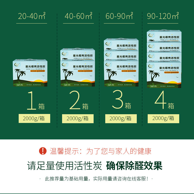 Starlight Hainan Coconut Shell Activated Carbon Pack for new homes, new cars, home decoration, powerful removal of formaldehyde, benzene and odor absorption, high iodine value