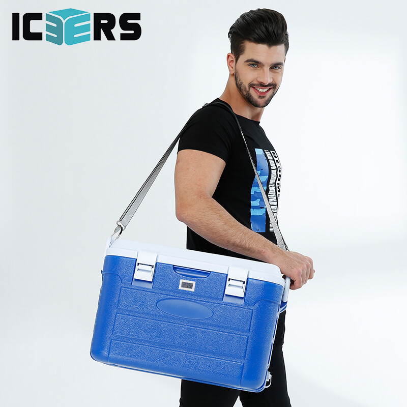 ICERS Eisens PU insulation box 30L refrigerator outdoor car refrigerator can keep heat with temperature display and strap