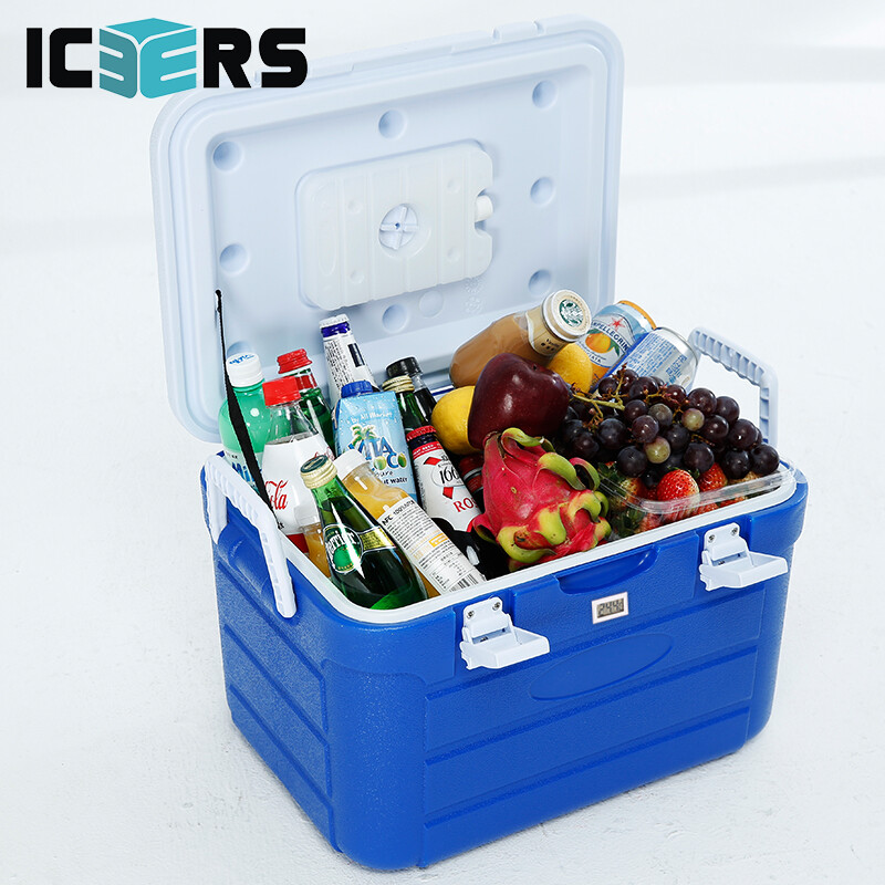 ICERS Eisens PU insulation box 30L refrigerator outdoor car refrigerator can keep heat with temperature display and strap