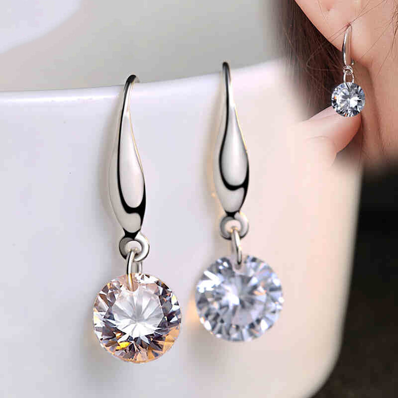 S925 Silver Imitation Diamond Earrings Female Anese Fashion S925 Silver Imitation Diamond Earrings Female Anese Fashion Temperament Las Elegant Sterling Pendant Birthday Gift