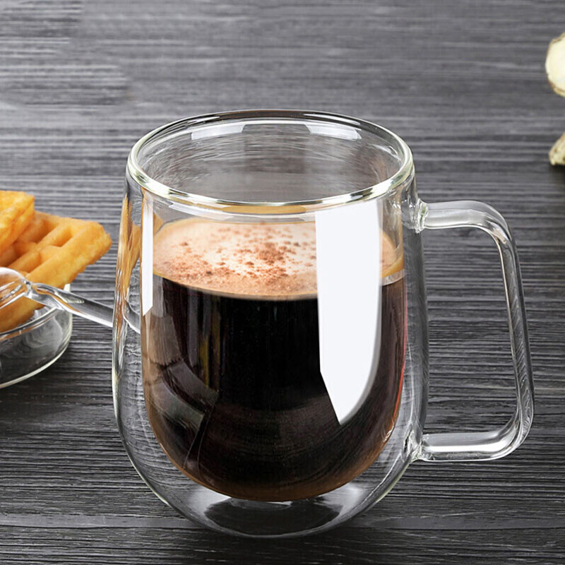 2 Pieces 9 5 Fold Gl Coffee Mug Double Insulated Cup 2 Pieces 9 5 Fold Gl Coffee Mug Double Insulated Cup Office Men And Women With Water Handle
