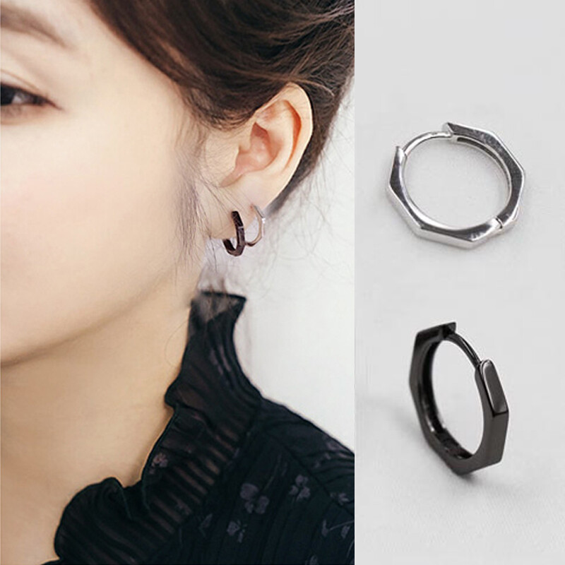 925 Sterling Silver Earrings Women Fashion Black Men S 925 Sterling Silver Earrings Women Fashion Black Men S Small Korean Version Of The Personality Hipster Jewelry