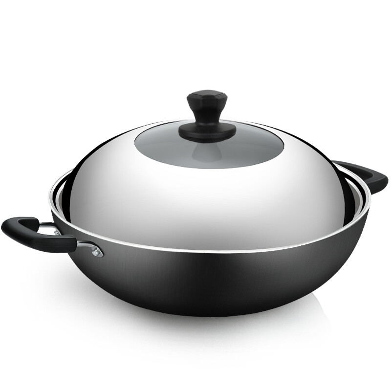 Cui Dahuang wok iron pot uncoated cast iron pot double-ear wok 40cm induction cooker universal handed down C40D2