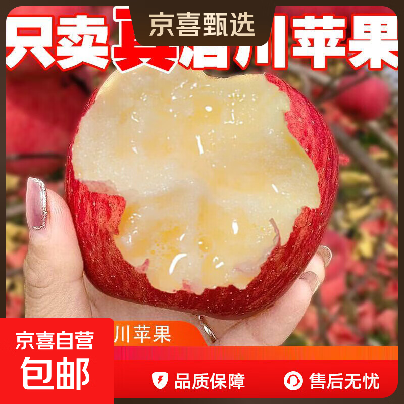 Authentic Shaanxi Luochuan apples, red Fuji, fresh seasonal rock candy, crispy and sweet, whole box of fresh fruits for pregnant women, about 5 kilograms in box, single fruit 75mm+