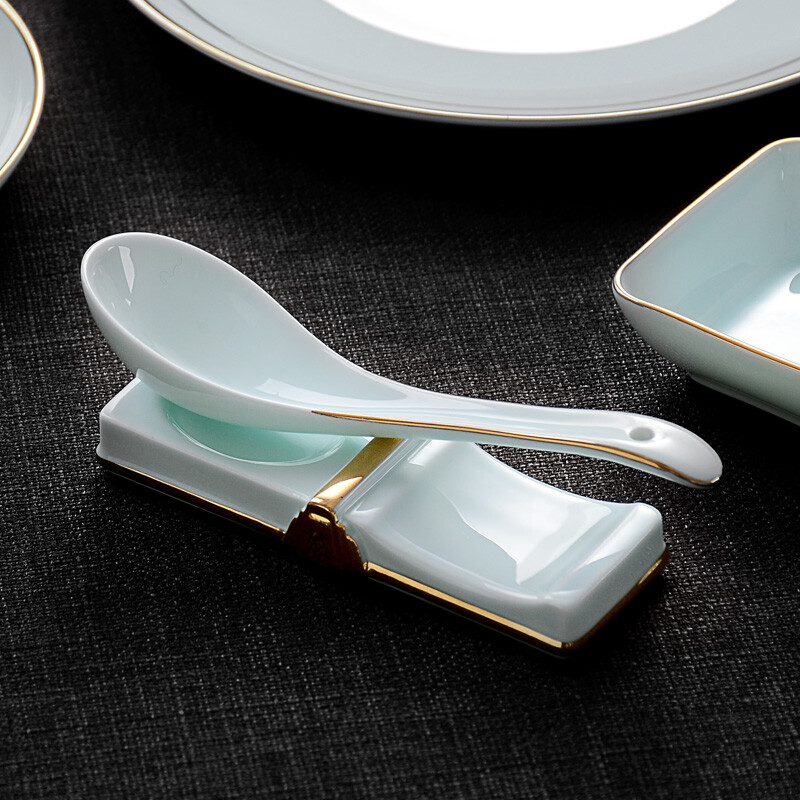 Huaguang National Porcelain Chinese style celadon tableware set Hua celadon bowl and plate set Qianfeng green bone china tableware 16-piece gift box