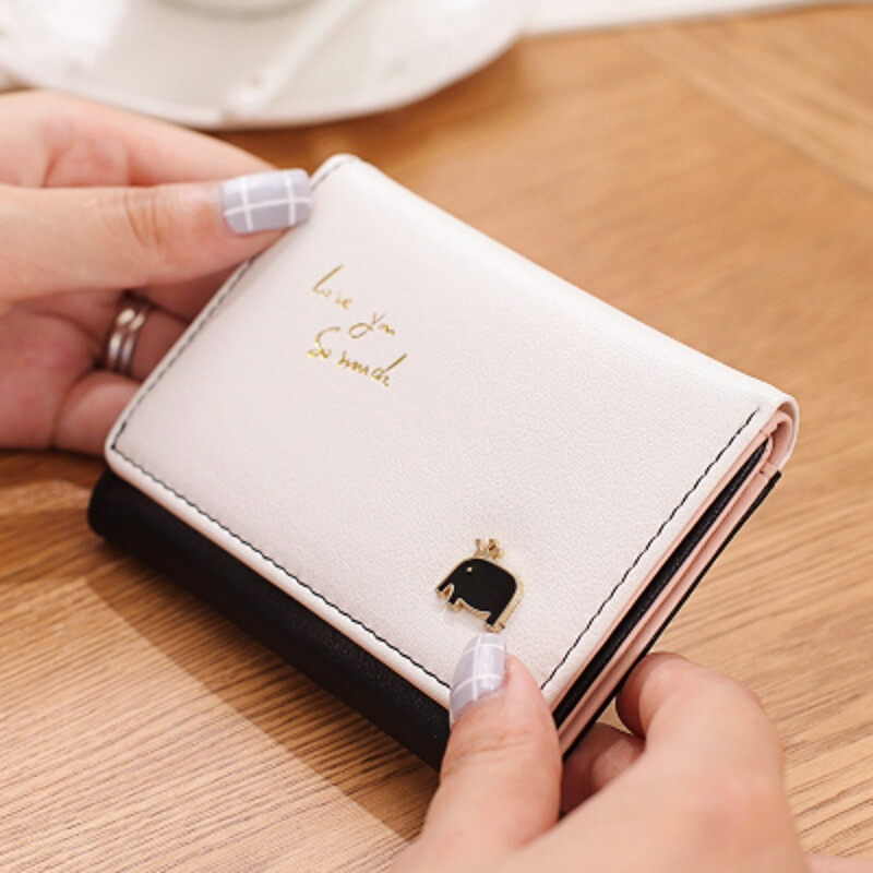 Wallet for girls, short, cute, fresh, contrasting buckle, girl's small coin purse, wallet, wallet, pink