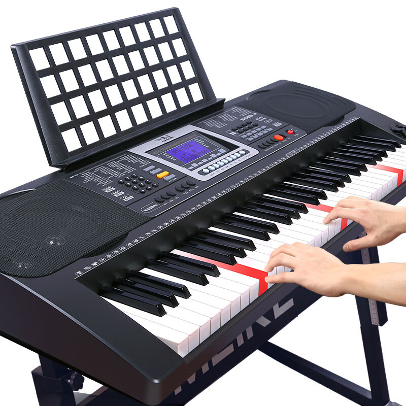 Meirkergr MK-8690 smart version + piano stand, connect APP to light up and play instruments, 61-key velocity piano key smart electronic keyboard with piano stand
