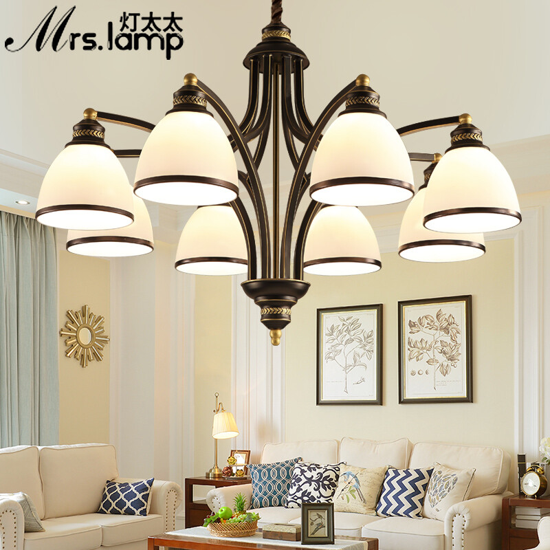 Lamp Wife American Chandelier Living Room Dining Bedroom Lamp Wife American Chandelier Living Room Dining Bedroom European Style Simple Modern Country Retro Wrought Iron Hanging Lamps 3 Head