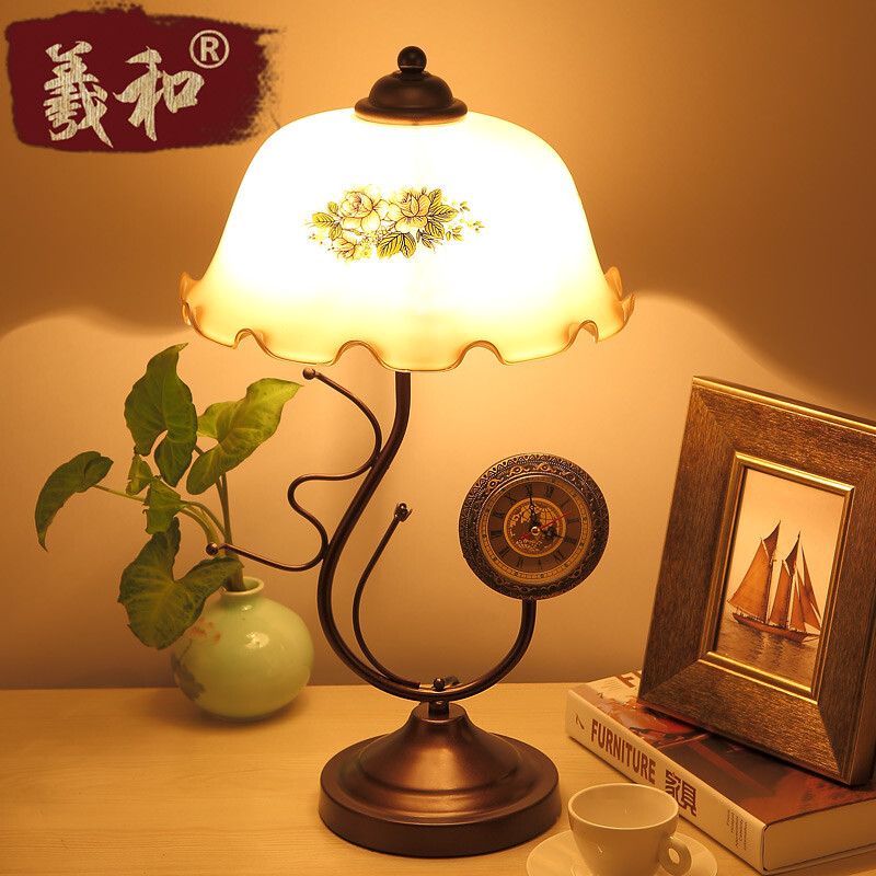 羲 And American Table Lamp Bedroom Bedside Vintage 羲 And American Table Lamp Bedroom Bedside Vintage Chinese Creative Living Room Decoration Study Classical Art With Clock