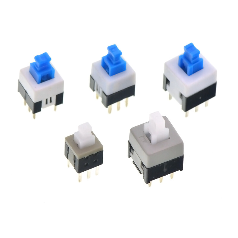 TaoTimeClub push button switch 5.8*5.8-8.5*8.5MM self-locking lockless switch 10 7*7MM self-locking switch double row/6 feet (10 pcs)