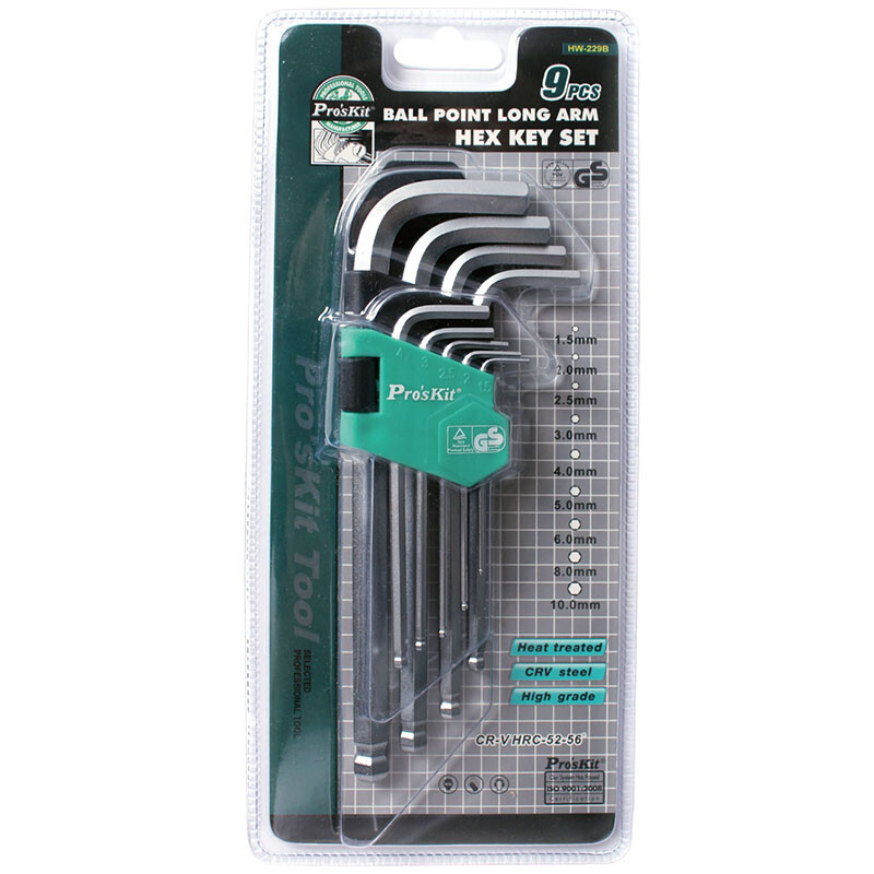 Pro sKit 9-piece long ball head hex wrench set HW-229B