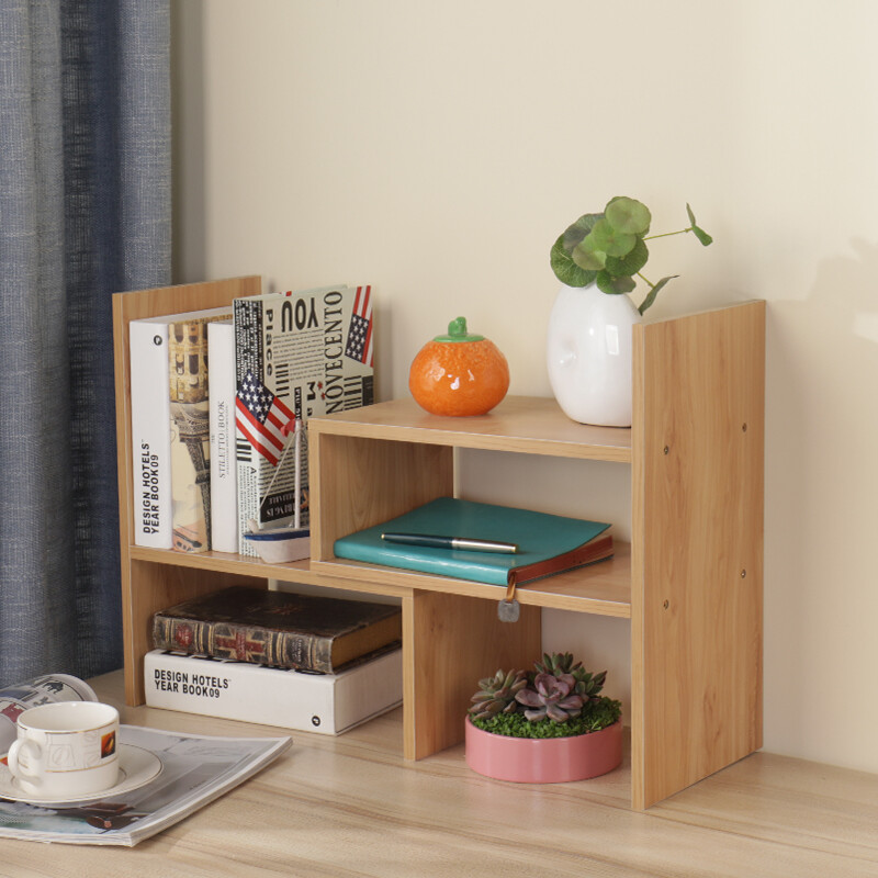 Wooden Yicheng Bookshelf Bookcase Desk Telescopic Storage Rack