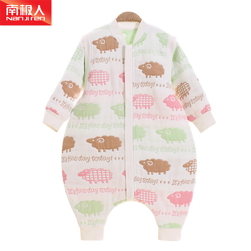 Antarctic Nanjiren Baby Sleeping Bag Spring And Autumn 6 Layer Gauze Antarctic Nanjiren Baby Sleeping Bag Spring And Autumn 6 Layer Gauze Detachable Sleeves Cotton