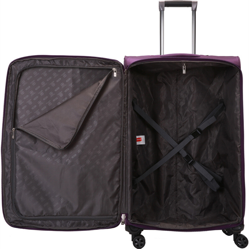SUISSEWIN wear-resistant Oxford trolley case universal wheel boarding cloth suitcase waterproof suitcase 20 inches purple 6007
