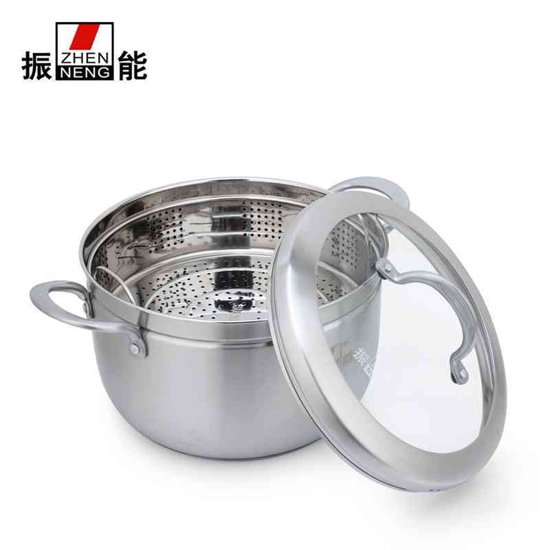 Zhenneng B type Japanese style 304 food grade stainless steel thickened steamer single layer steamer double bottom gas induction cooker universal 26cm