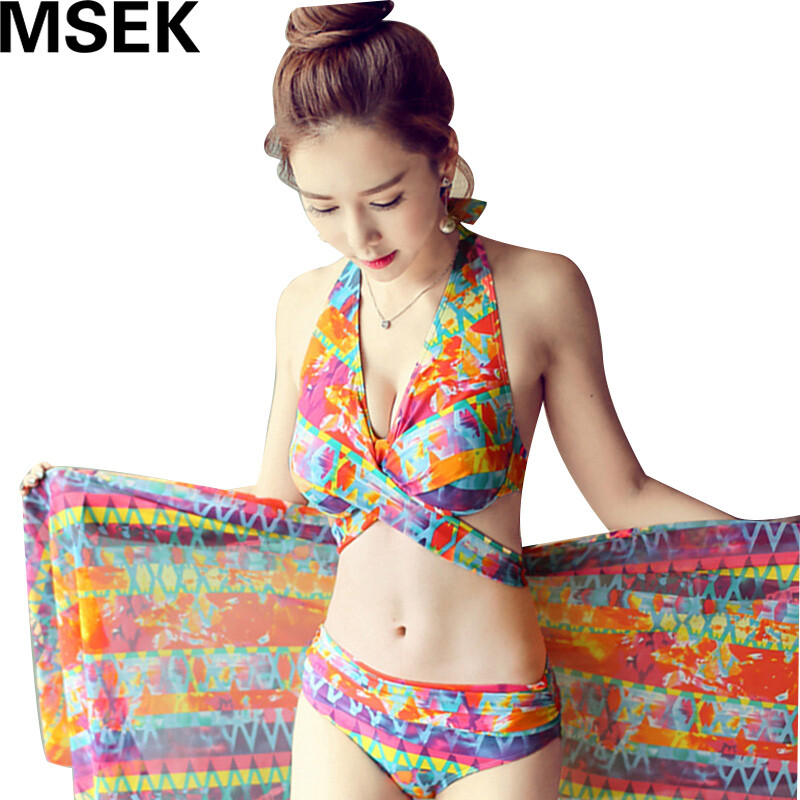 Ladies Swimwear Split Korean Sexy Bikini Three Piece Hot Spring Swimsuit Wyy76705 Orange Wind M Ladies Swimwear Split Korean Sexy Bikini Three Piece Hot Spring Swimsuit Wyy76705 Orange Wind M