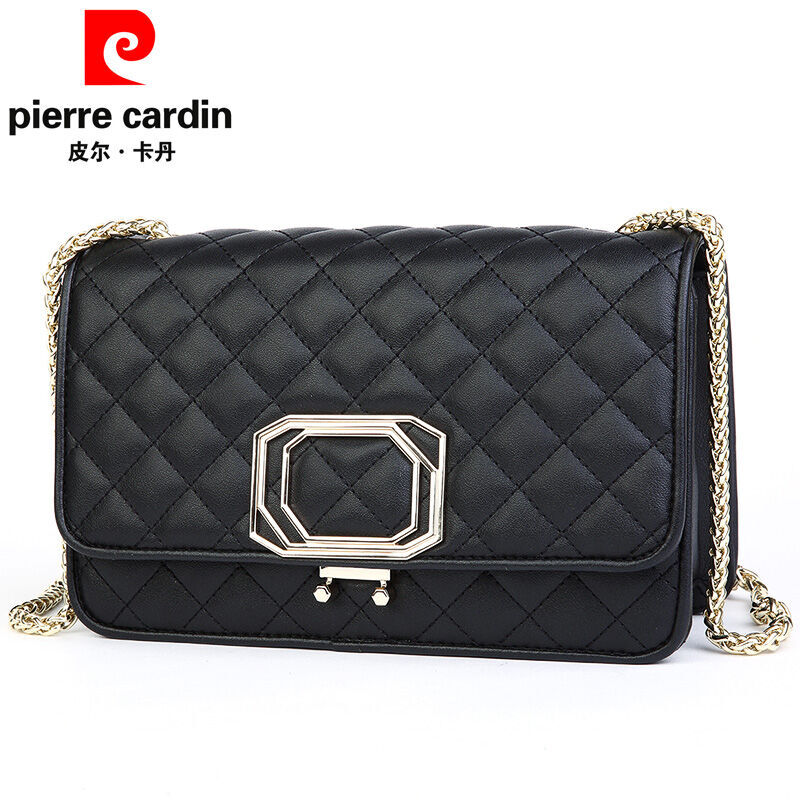 Pierre Cardin Handbag Shoulder Bag Leather 2017 New Lady Pierre Cardin Handbag Shoulder Bag Leather 2017 New Lady Messenger Small Fragrance Rhombic Chain Black P6c250161 75a