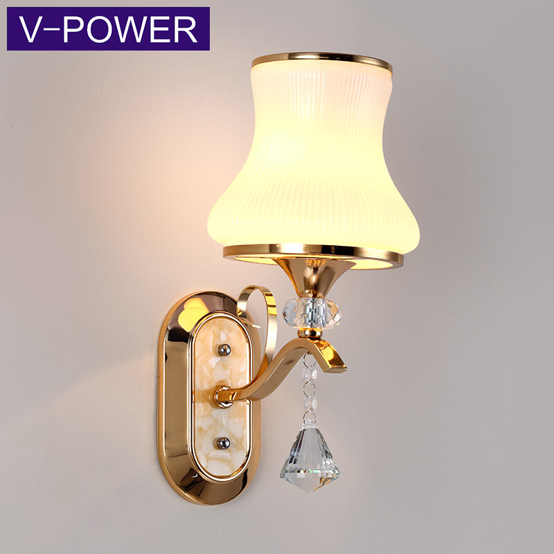V Power Simple Modern Crystal Wall Lamp Bedroom Warm Bedside V Power Simple Modern Crystal Wall Lamp Bedroom Warm Bedside Living Room Aisle Stair Lighting Fixture 1053 Single Head Light Led Source