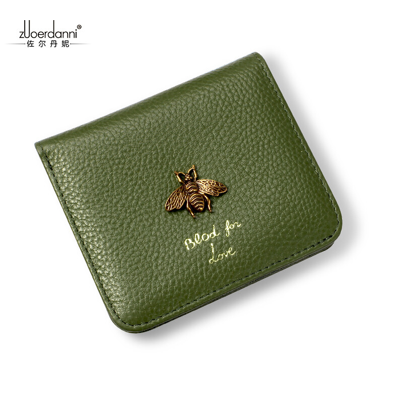 Zordani wallet women's new short style little bee small wallet student first layer cowhide women's card holder wallet 7016 green