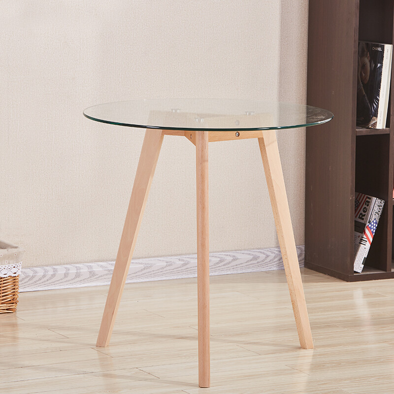 Meisilaideng Meisilai Deng Negotiation Table Small Round Meisilaideng Meisilai Deng Negotiation Table Small Round Tempered Glass Dining Leisure Meeting Coffee Solid Wood