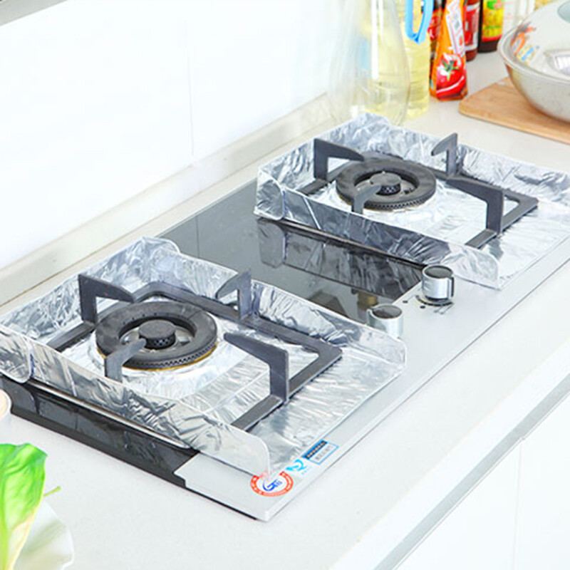 Yu Yi kitchen gas stove thickened aluminum foil gas stove gas stove tin foil high temperature resistant cleaning pad greaseproof paper 10 pieces 33*41* (hole 10cm can be cut)