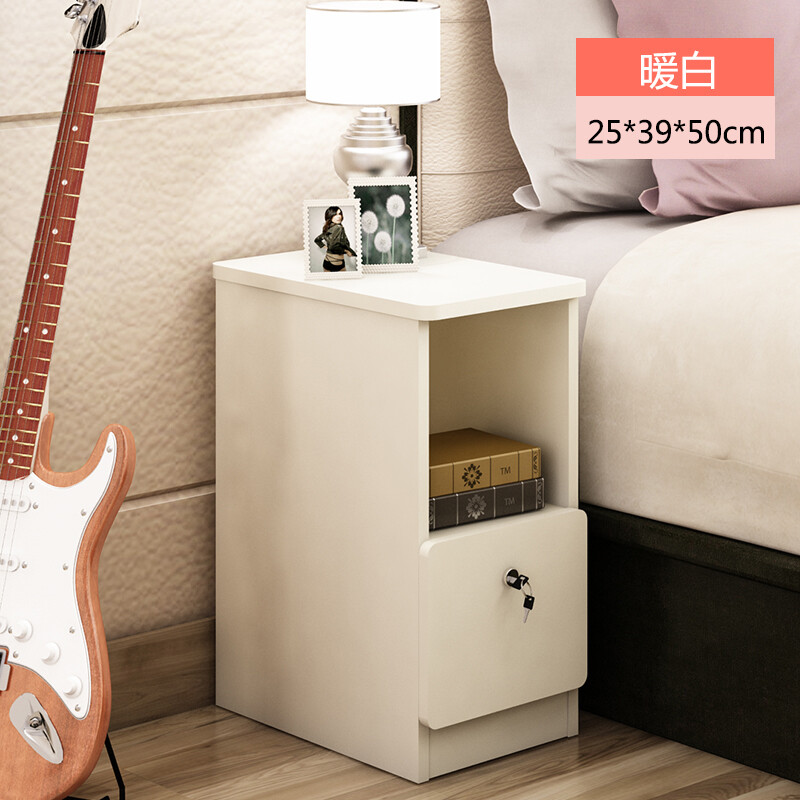 Paden Bedside Table Bedroom File Cabinet Rounded Paden Bedside Table Bedroom File Cabinet Rounded Storage With Lock Drawers Warm White 25cm