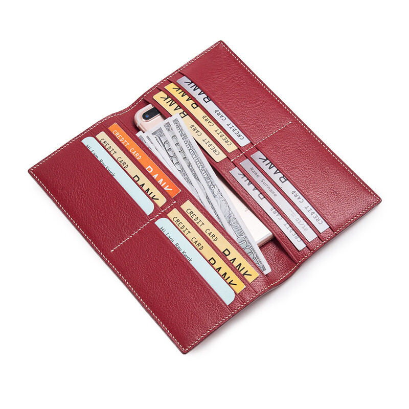 Children who are tired of playing, good things for restoration, 15 colors of handmade French sheepskin color large capacity retro long wallet cloth S14 color black