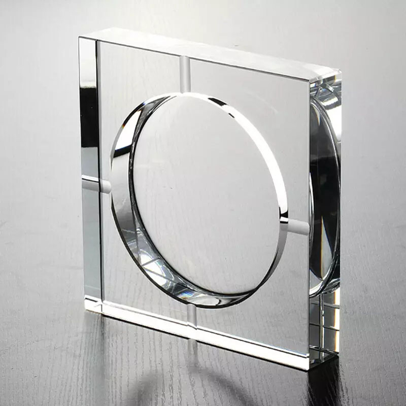 FEiNASi Crystal Home Large Office Creative Personalized Ashtray Bar European Crystal Glass Fashion Ashtray Square Large 20cm (With Ashtray Mat)