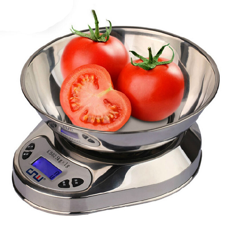 CNW stainless steel kitchen scale baking scale kitchen electronic scale household food scale 5KG 5kg battery model
