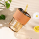 MOM coffee cup straw cup with lid straw glass water cup 6127