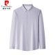 皮尔卡丹（pierre cardin）重磅桑蚕丝男士长袖衬衫中年休闲高端商务免烫格子衬衣男 9901红格衬衫 M 建议95-120斤