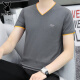 花花公子（PLAYBOY）短袖t恤男2025夏季新款潮流休闲百搭宽松v领上衣服男士纯色男装 691黑色 XL 推荐【126-140斤】