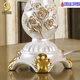 
XMSJ bedroom desk lamp bedside lamp European style pastoral retro classic American white living room study best friend wedding celebration 9928A Clivia golden lampshade button switch