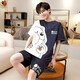 Junjun SUIDI MEI Herren Pyjamas Sommer Kurzarm Pure Cotton Student Cartoon Herren Sommer-Home-Anzug Teenager Jungen Set Short-Xy1098 Lazy Bear 3xL Standard (High 180-185 170-190jin [Jin gleich 0,5 kg])