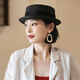 Gongbaicao elegant top hat French flat top hat spring and summer concave top rolled straw hat women's sun hat black hat 55-58cm adjustable