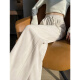 Rote Dragonfly Schmale Version Weitbeinhose für Frauen 2025 Frühlings- und Herbst neue Freizeithosen für Frauen plus Samt Spring Sports Straight Hosen 689# Beige weiße Länge - plus Samt Super Soft Velvet XL