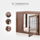Yakong indoor furniture dog cage double door wooden cage medium-sized dog side animal cage iron cage with side door opening walnut medium size 91*58*67cm