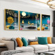 Tongdi Neues chinesisches Wohnzimmer Dekoration Malerei Sofa Hintergrund Wandmale moderne einfache Villa Hall Landschaft Malerei Dreifach hängende Gemälde 1 Familie und alles geht gut 12122 80*60 in der Mitte 40*60 auf beiden Seiten 40*60 schwarzer Rahmen (Kristallporzellanbilder)