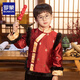 Luo Meng boys' Tang suit winter New Year's greetings suit thickened Hanfu Chinese style performance costume red single top 130
