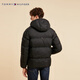 Tommy Hilfiger [Ropa de algodón de pan] Fashion de otoño e invierno Fashion Capele Letter Chaqueta con capucha cálida Hombres 02539 BDS clásico Black L (recomendado: 150-165Jin [Jin iguala 0.5 kg])