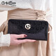 Goldlion handbag women's long wallet fashion glossy leather wallet multi-functional women's zipper cowhide clutch mother bag black exquisite gift box