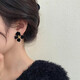 Idel niche design French light luxury high-end temperament black flower earrings women's unique earrings 2025 new earrings A4X105 black flower E3176