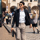 Mr. Bu Basulan wool zipper stand-up collar spring cardigan sweater men's sweater BT12128 piano black 2XL (185)
