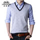 Classic Car (Laoyeche) High-End-Herren-T-Shirt mit falschem zweiteiligen Langarmjugend-Basishemd Korean Slim Strick Modentrend Herren Modell 3878 Blau 2xl 180