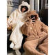 Rich Couple Bear Pajamas Women's Autumn and Winter Coral Velvet Flannel Men's Winter Hooded Thickened Home Clothes Set XY Velvet #66743 Male L (Weight 95-120
