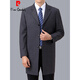 Pierre Cardin windbreaker men's mid-length spring and autumn middle-aged and elderly men's dad suit. Collar plus size top jacket lapel gray plaid 200 5XL size