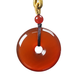 Zhu Mengyuan with certificate red agate necklace peace buckle pendant natural chalcedony for men and women to send their lovers Chinese Valentine's Day gift, diameter about 28mm - flame red style - with lanyard