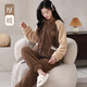 Get pure pajamas for women in autumn and winter flannel plus velvet and thickened coral velvet, sweet and cute winter women's round neck home wear set 9712 cocoa brown M suitable for wearing weight 80Jin Jin equals 0.5kg -100Jin Jin equals 0.5kg